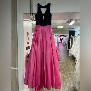 Splash Hot pink and Black Ballgown